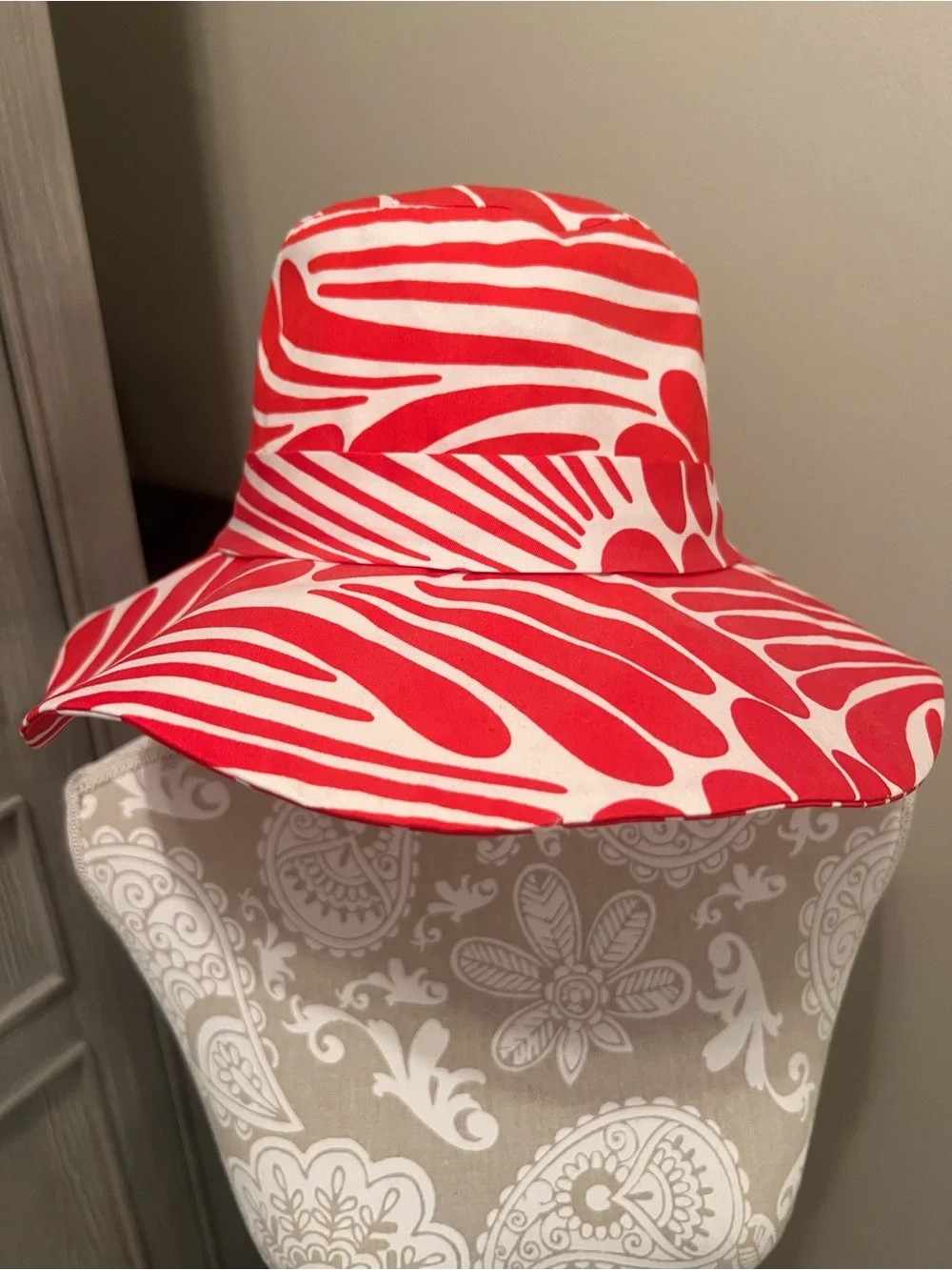 kate spade Red Zebra-Print Bucket Hat for Women